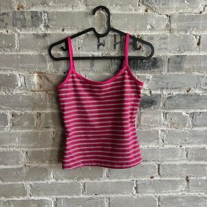 VTG Vintage Guess Striped Cami Tank Top Pink White Small Y2K